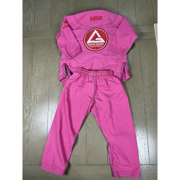 Gracie Barra Gi Y1 Hot Pink Complete Set White Belt Girls Equipe Edition main image 5